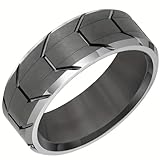 8mm Matte Black Stainless Steel Wheel Tire Style Wedding Band Biker Ring (Black, 8)