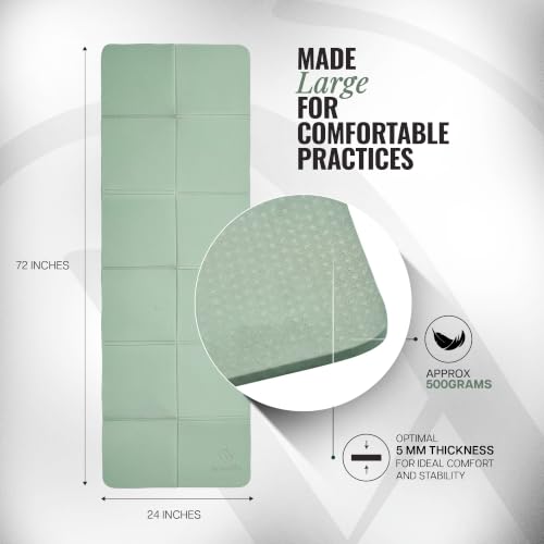 Image of WiseLife Foldable Travel Yoga Mat for Women & Men (Mint-Green)