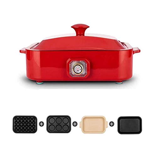 Hohe Qualität Elektropfanne,Ideal zum Braten,Grillen und Kochen von Antihaft-Platten Senden Sie 3 Backbleche,Red