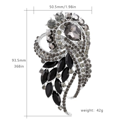 Image of LAXPICOL Vintage Clear Austrian Crystal Elegant Flower Bouquet Wing Brooch for Women