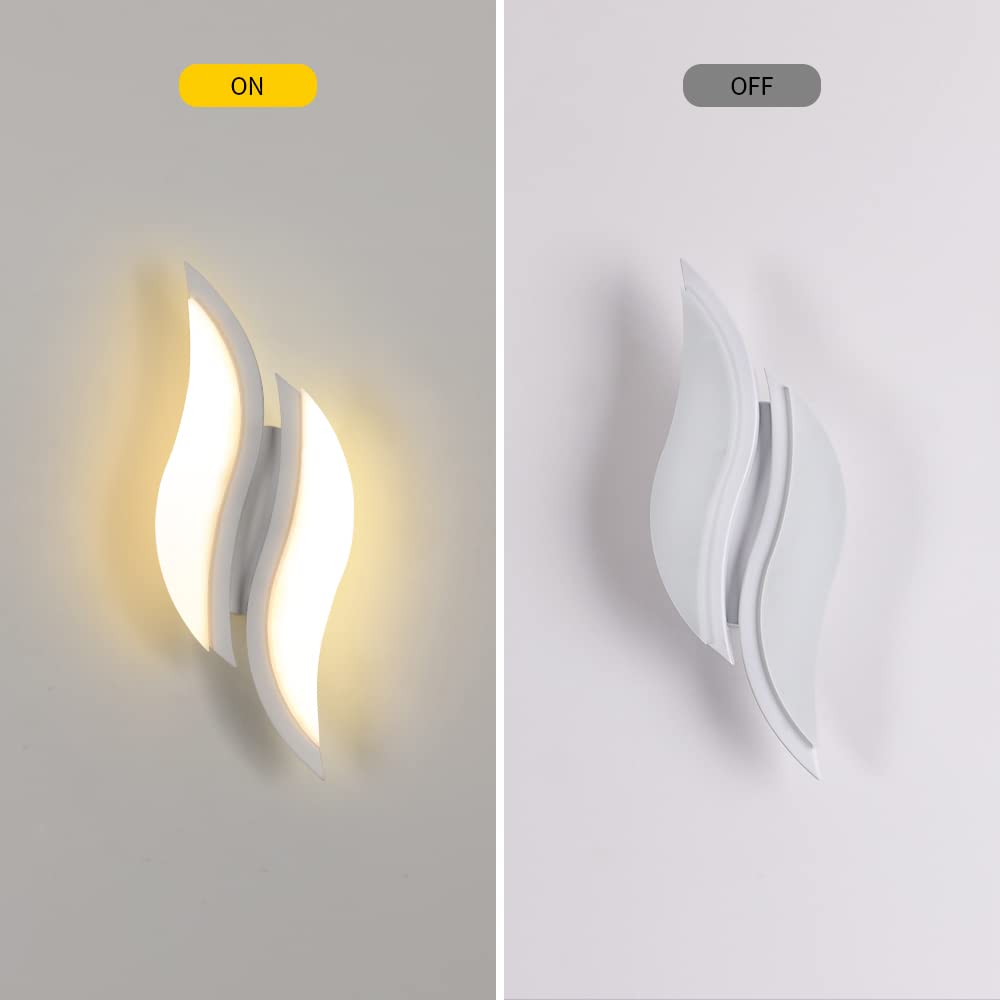 Goeco Applique LED da Parete Interno, Lampada da Parete LED, 12W Moderno Applique a Muro 3000K per Soggiorno Camera da Letto Scale, Bianco