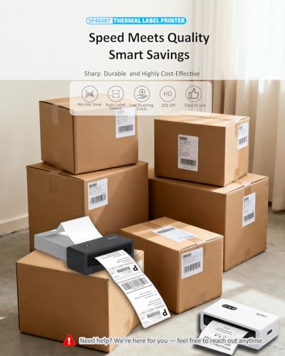 Image of iDPRT Bluetooth Thermal Shipping Label Printer, Wireless 4x6 Shipping Label Printer, Compatible with Android, iPhone, Windows & Mac, Widely Used for, Amazon, Shopify, Etsy, USPS, SP460BT