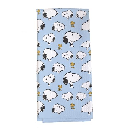 Image of Flagology, Peanuts Snoopy Heads Pattern Kitchen Tea Towel 16 inch x 25 inch, Cute Kitchen Decor, Licensed Peanuts, Hand Towel