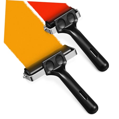 Housoutil Thickened Rubber Rollers 2 Pcs Printmaking Vinyl Gluing Rollers Comfortable Handle Durable