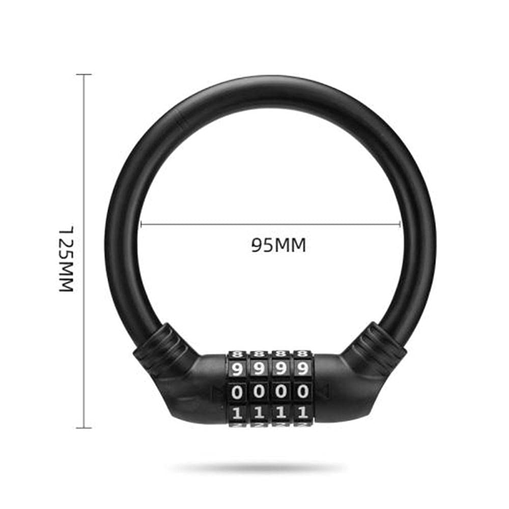 Lucchetto per bicicletta, con combinazione a 4 bit, adatto per biciclette, lucchetto crittografico, cavo in acciaio antifurto per lucchetto nero