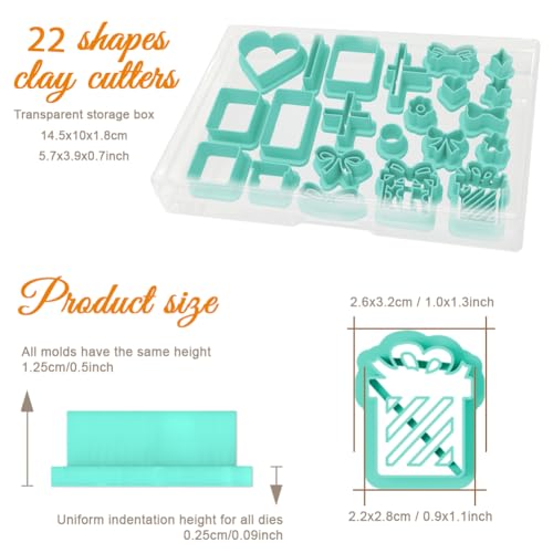 Image of ORIGACH 22 Pcs Gift Box Polymer Clay Cutters Set Bow Star Heart Rectangle Shapes Earring Clay Cutter DIY Craft Supplies for Earring and Jewelry Making