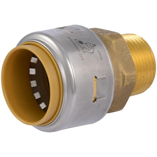 Image of SharkBite Max 1 Inch x 3 /4 Inch MNPT Adapter, Push-to-Connect Brass Plumbing Fitting, UR142A
