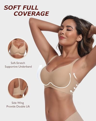 Image of Wireless Comfortable Seamless Soft Bras for Women Full Coverage Push Up Everyday No Show Bra