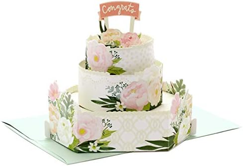 Hallmark Paper Wonder Pop-Up Hochzeitskarte – 3D-Torten-Design, Mit Glitzer, Inkl. Umschlag