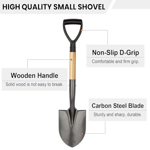Image of BOSCO Small Multi-Purpose Shovel for Outdoor, Gardening, Engineering, Camping&Construction Rust-Resistant Steel Blade Compact&Durable Tool for Digging,Lifting,Moving Heavy Duty Shovel with D Handle