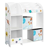 SONGMICS Toy and Book Organizer for Kids, Storage Unit with 2 Storage Boxes, for Playroom, Children