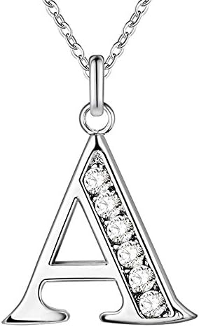 PARTNER Sterling Silver Plated Simple 26 Letters Alphabet Personalized Charm Pendant Necklace Best for Gift (A)