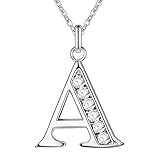 PARTNER Sterling Silver Plated Simple 26 Letters Alphabet Personalized Charm Pendant Necklace Best for Gift