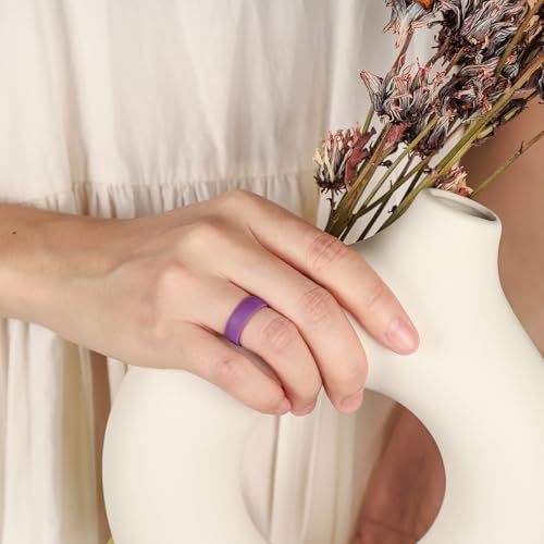 Image of Egnaro 4 /5 /8 Variety Multipack Ergonomic Breathable Bridal Rings Sets, 6mm Wide - 2mm Thick Rubber Wedding bands women, silicone Rings for her with Half Size