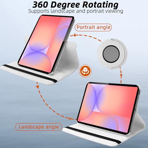 Image of TGK 360 Rotatable Flip Cover for Samsung Galaxy Tab S10 Lite 5G 10.9 inch Case Model SM-X400 /SM-X406B 2025 (White)