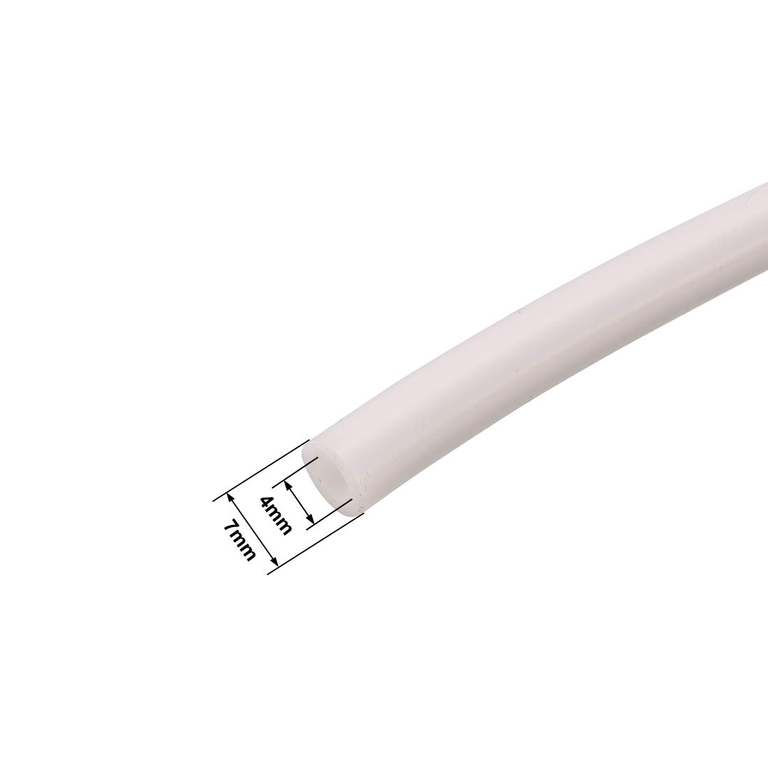 sourcing map Tube en silicone pour transfert de pompe, 4 mm x 7 mm, blanc