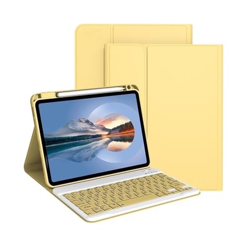 Housse clavier QWERTY iPad Pro 11 jaune citron avec porte-stylet intégré