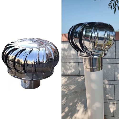 Extractor de ventilación para tubería, ventilador de acero inoxidable para casas, fábricas y gallineros, turbinas de techo para ventilación de aire con abrazadera, caperuza giratoria para chimenea silenciosa miniatura 1