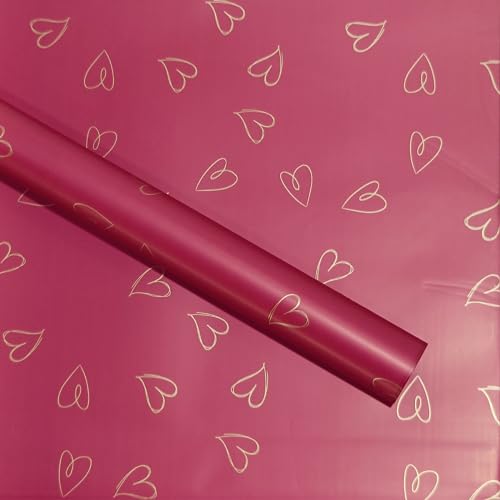Image of Oasis 20 Sheets Korean Style Waterproof Premium Bouquet Wrapping Sheets (58 cm x 58 cm) | Red Random Heart Design Flower Wrapping Sheet | Elegant Packaging for Bouquets Gift Wrapping and More