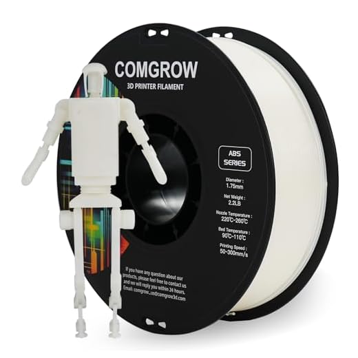 Comgrow ABS 3D Printer Filament, 1.75mm, Heat Resistant, 1kg, White, 1.75mm Diameter, 1lb Weight, Acrylonitrile Butadiene Styrene Material