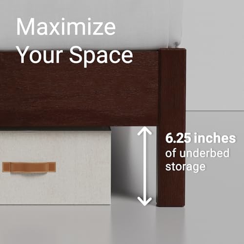 Image of LIFEMENT Full Bed Frame Signature Wood Platform, Noise Free, Under Bed Storage, No Box Spring Needed, Easy Assembly, Walnut