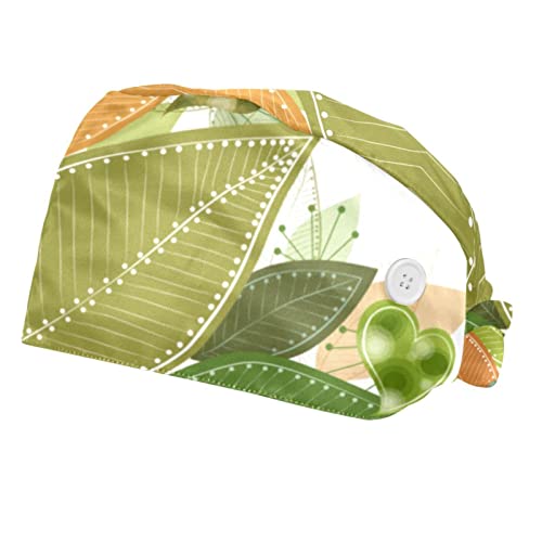 Casquettes de travail ajustables JDEZ avec chapeaux bouffants confortables motif feuilles vertes