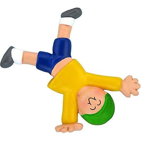 Boy Tumbling Ornament ~ Gymnastic Boy Ornament ~ Cartwheel Boy Ornament ~ Acrobatic Christmas Ornament (Male Personalized Free) Cover