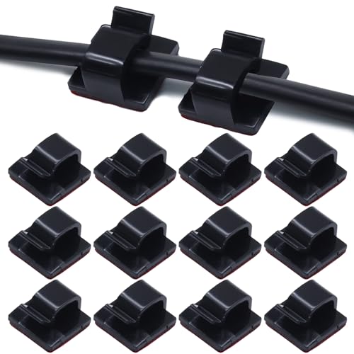 Coufce 100 PCS Cable Clips Adhesive Cord Clips for Wires on Wall Cable Management Wire Organization for TV, PC, Laptop Ethernet Cables at Desktops（Black）