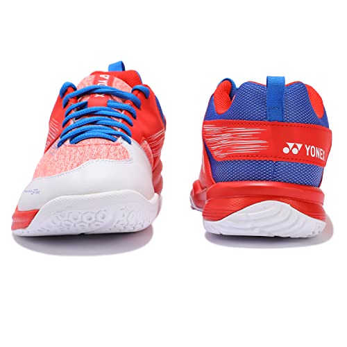 Image of Yonex SHB 37 EX WIDE Badminton Shoes | Ideal for Badminton,Squash,Table Tennis,Volleyball | Non-Marking Sole | Power Cushion | Ergo Shape | Hexagrip | White Red |UK 8