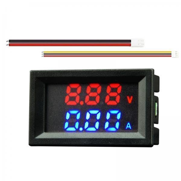Lyla 3xDigital Voltmeter Ammeter with Connect Wires Dual LED Display Panel 100V 10A Red Blue-image-39