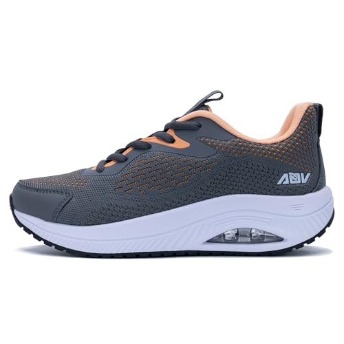 Image of Women's Walking Shoes Arch Support Running Shoes Non-Slip Air Tennis Sneakers for Gym Sports Workout GreyOrange 6.5