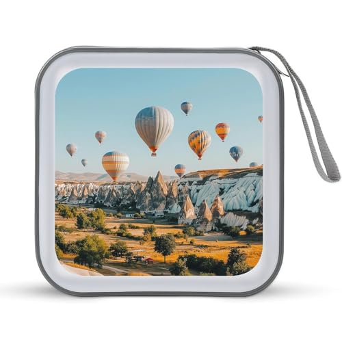 Hot Air Balloon in The Sky CD Case Plastic DVD Case Holder Wallet Disc Storage Organizer for Car Travel