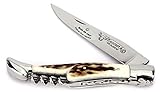 LAGUIOLE en Aubrac 12 cm Taschenmesser mit Korkenzieher L0312BCIFI Griffschalen Hirschhorn, Klinge 10 cm glänzend, Backen glänzend