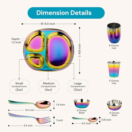 Ahimsa-Stainless-Steel-Dinnerware-Set-9-Piece-Dine-Develop-Set-Pediatrician-Designed-Toddler-Dinner-Set-100-BPA-Free-Dishwasher-Safe-Kids-Stainless-Steel-Plates-and-Bowls-Rainbow