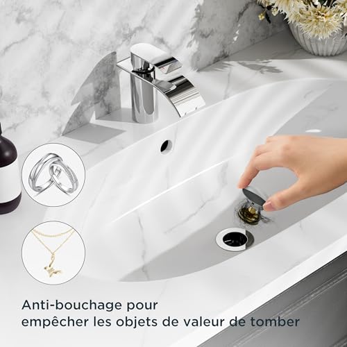 Robinet de lavabo cascade Forious en acier inox avec bonde de vidage - 7