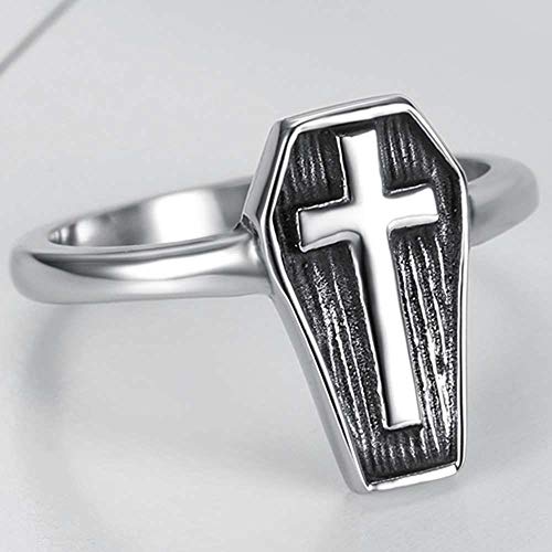 Jude Jewelers Stainless Steel Christian Cross Coffin Shape Religious Prayer Cocktail Party Halloween Biker Ring3
