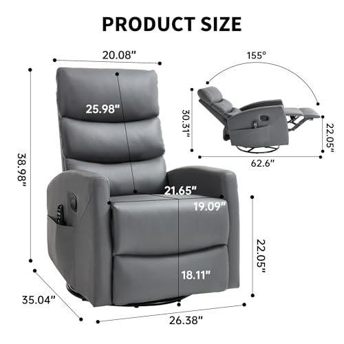 Sillón reclinable tapizado en poliuretano gris miniatura 2