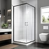 OsmanthBD Eck-Duschkabine 90x90x195 cm, Eckeinstieg mit Doppel-Schiebetür, 6 mm ESG Sicherheitsglas, Nano-Versiegelung, Duschabtrennung Duschschiebetür Lieferung ohne Duschwanne, Matt Schwarz