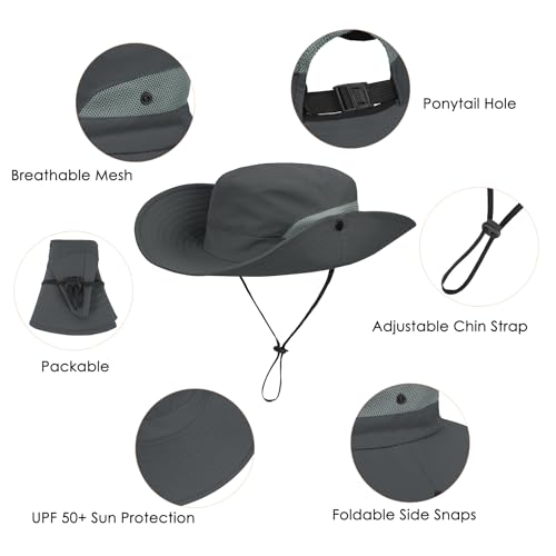 Zando Kids Bucket Hat Girls Sun Hat with Ponytail Hole UPF 50 Outdoor Hat Wide Brim Beach Summer Cap for Kids Ags 4-124