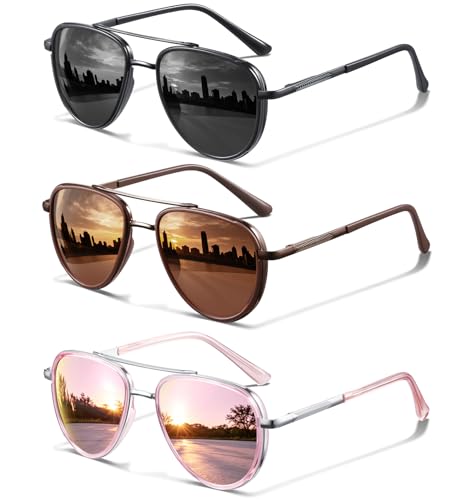 KUGUAOK Polarized Aviator Sunglasses for Women Men UV Protection Running Outdoors Tangle Free Sun Glasses Vintage Shades