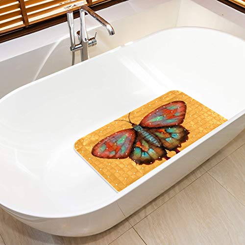 Tapis de douche antidérapant baignoire 35x67cm ventouses papillon