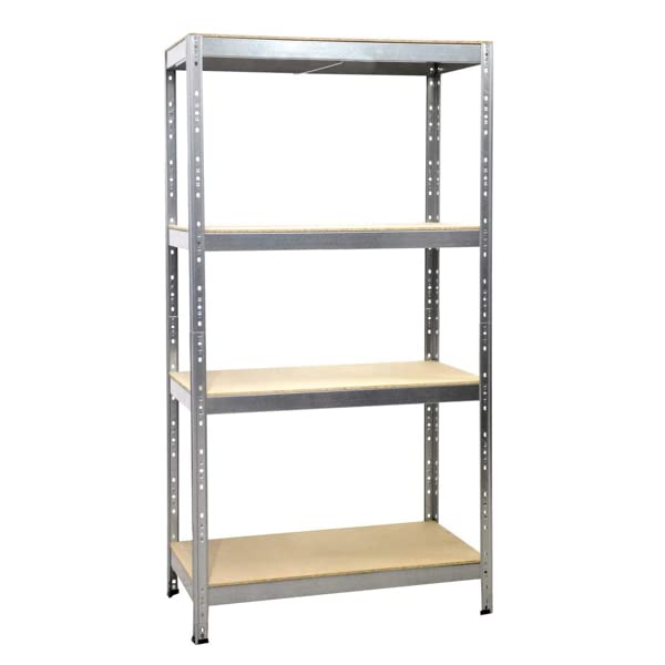 RUNOLIG4 Tier Silver Racking Shelf Heavy Duty Metal Garage Shelving shed shelving units for Warehouse Workshop Office, Load capacity 175kg, 75x30x150cm