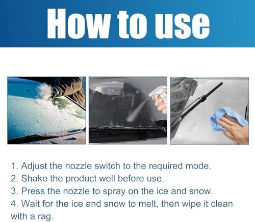 De - Icer for Car Windshield Defroster, Window Snow Spray, Deicing Spray, De-Icer Spray, Ice Remover Melting Spray Winter Car Essentials, Fast Ice & Snow Melting Spray 60ml