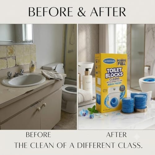 Image of Pack of 30 Lemon Toilet Cleaning Tablets | Powerful Foaming Drain & Toilet Cleaner | Removes Stains, Odor & Blockage Build-up | Multi-Purpose Cleaning Tablets | Fresh Lemon Fragrance (30 Lemonn)