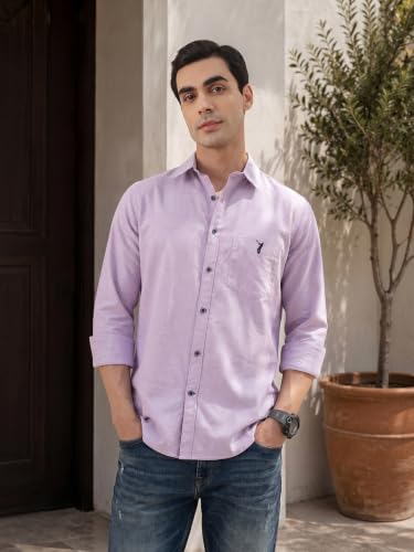 Image of Thomas Scott Men Premium Slim Fit Solid Cotton Twill Full Sleeve Shirt
