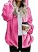 Nirovien Womens Sherpa Jacket Fuzzy Zip Up Hoodie Oversized Fleece Jackets Fluffy Coat with Pockets(Hot Pink,XL)