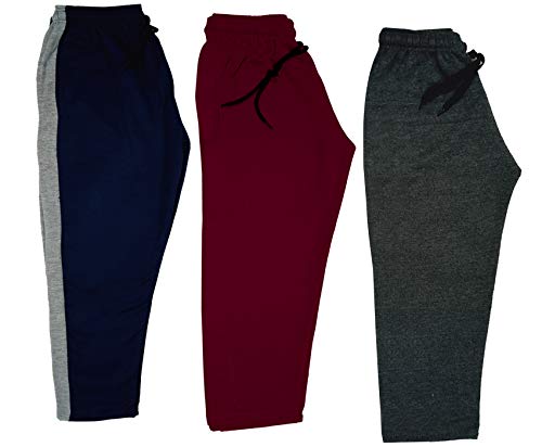 Image of indi weaves Kids Unisex Solid Fleece Warm Track Pants Winter Lower for Boys & Girls (Dark Grey, Maroon, Navy Blue, 2-3 Years) Pack of 3