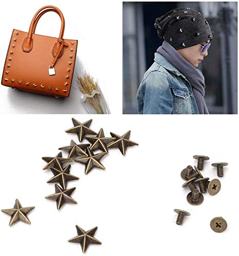 WedDecor Bronze 10mm Nailhead Étoile Clous Main Pressées Métal Punk Rivets pour Cuir Artisanat, Gothique & Accessoires, Ceinture, Créateur Vêtements Et DIY Décoration, 50pcs
