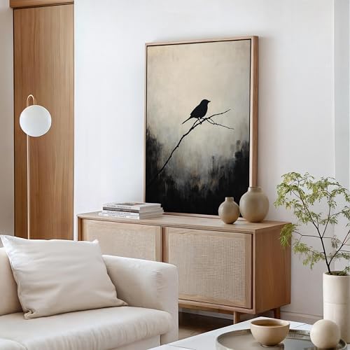 Toile oiseau noir XINBAO 60x80 cm sans cadre pour déco murale