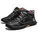 FLYLAND Men's Casual Leather Fashion Sneakers Ankle Chukka Boots Handmade Lightweight Loafers Mid top Walking Driving Shoes (Black, 8.5)